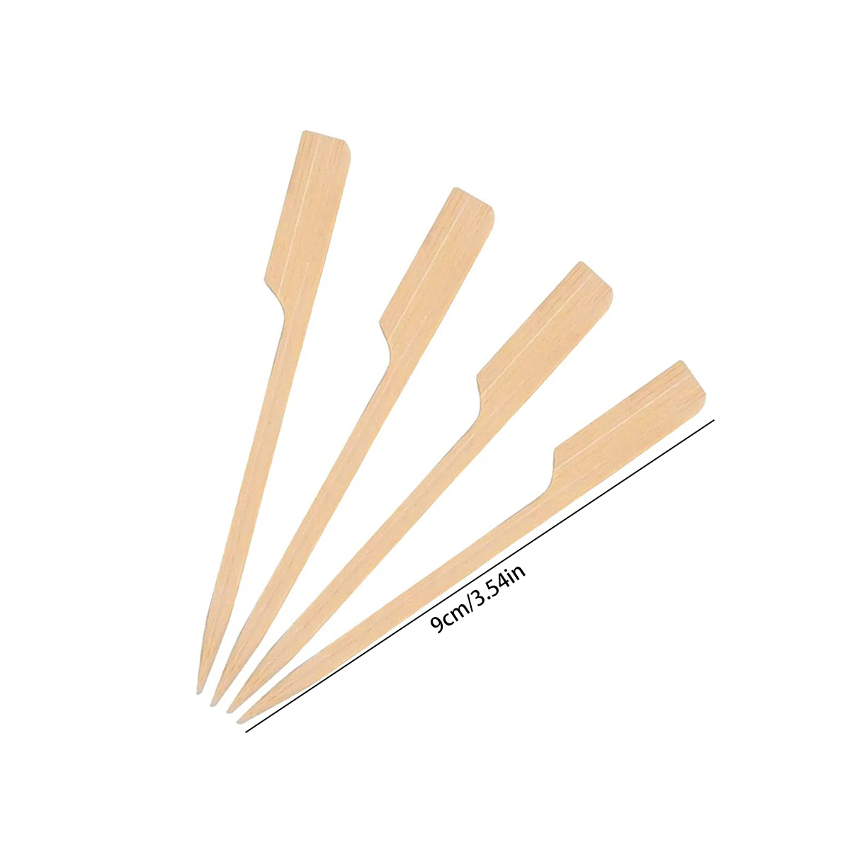 100 Pieces BBQ Bamboo Skewers, 9cm Natural Wood Barbecue Sticks, Bamboo Skewer for Grill Parties Cocktail Buffets Meat Fruit