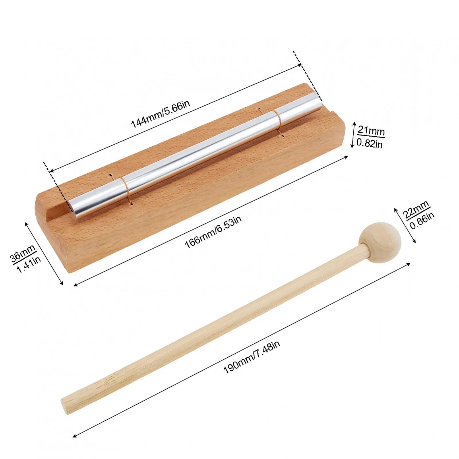 Solo Tone Chime Bar for Classroom Management / Meditation and Mindfulness, Wooden Bell Percussion Instruments
