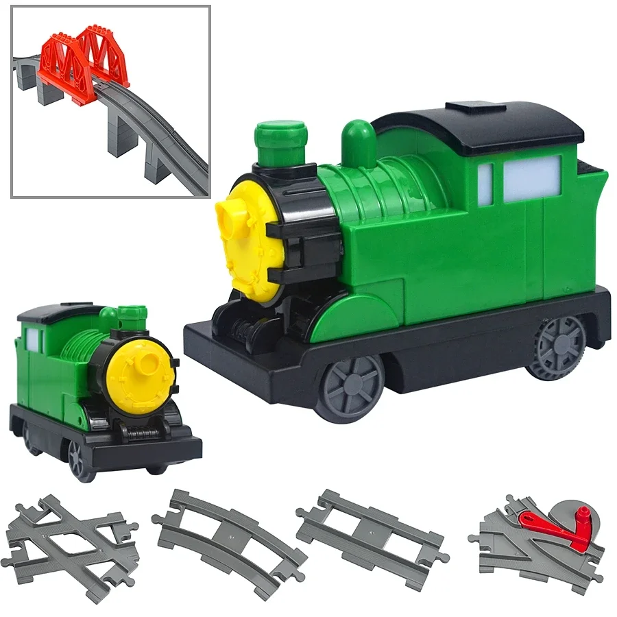 Large Particle Railway Transport Set - Big Size Building Block Train Car Parts