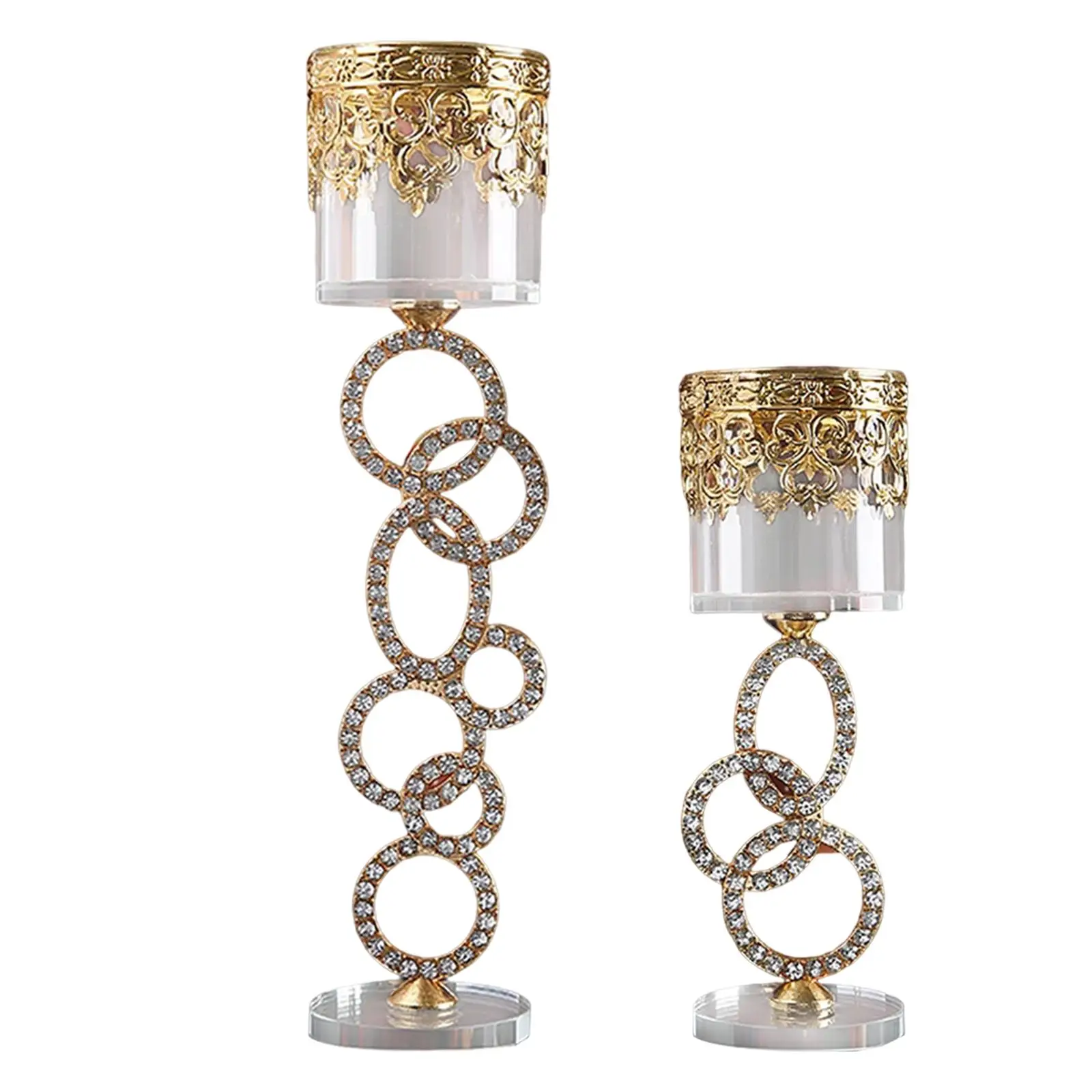 Cylinder Circle Glass Crystal Candlestick Candle Holders Tea Light Holder Candelabra for Home Christmas Table Centerpiece Decor