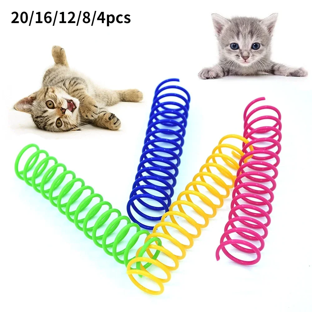 

4/8/12pcs Kitten Cat Toys Wide Durable Interactive Heavy Gauge Cat Spring Toy Colorful Springs Cat Pet Toy Coil Spiral Springs