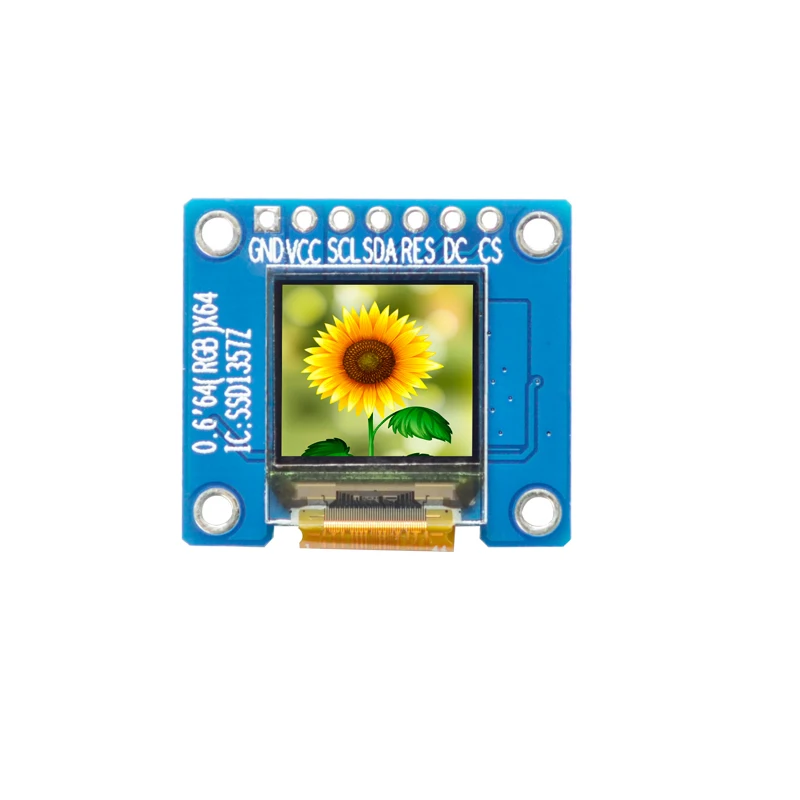 0.6 inch Color OLED Display 64x64 Resolution SSD1357 Driver High-Bright Color Display 20Pin/7Pin