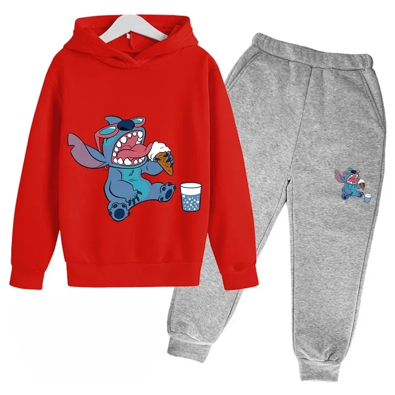 thumbnail image 1 of Ropa para niños, tendencia, chándal cálido, otoño, estampado de dibujos animados de anime, sudadera con capucha para niños y niñas, conjunto de traje de dos piezas y pantalones, 1 of 5