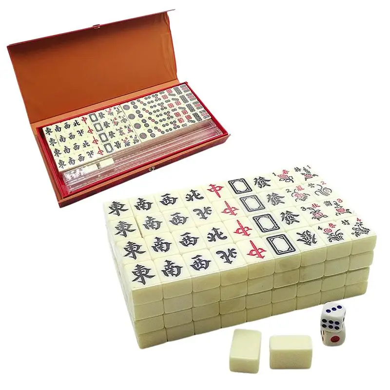 

Mahjong Set Game Chinese Mini Portable Tiles Sets toy Travel Tile Traditional Table Board Games Mahjongg Jong Party supplies