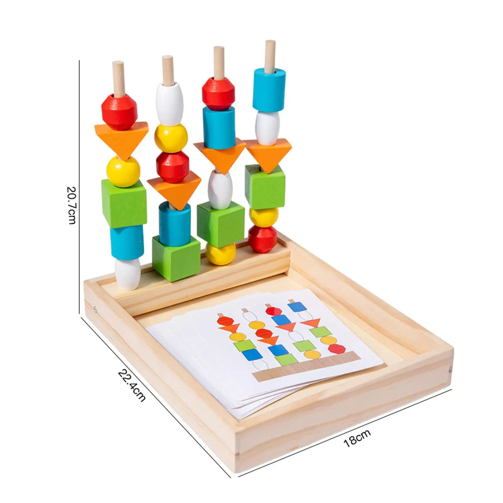 Montessori Wooden Beads Sequencing Toy Set Early Learning Sorting and Stacking Games Sensory Toys Lacing Beads for 1 2 3 4 5 6