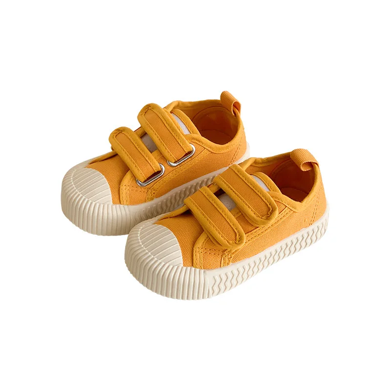 Children Canvas Shoes for Boys and Girls Spring  Autumn Hook and Loop Shoes Soft Bottom Breathable Toddler Baby Biscuit Shoes 5