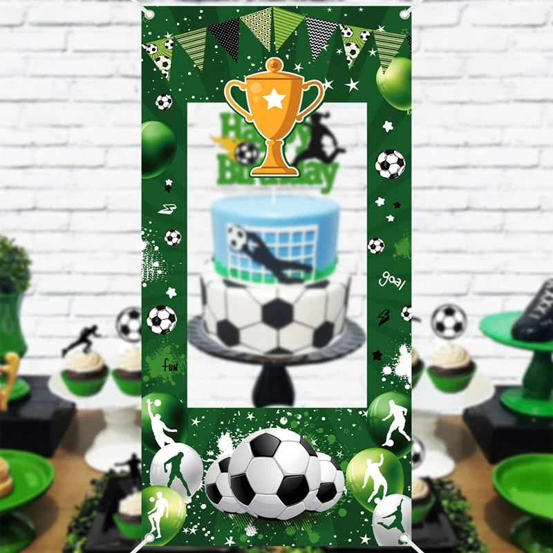 DIZHI Soccer Birthday Backdrop Banner 5x3ft - Football Party Photo Booth Decor