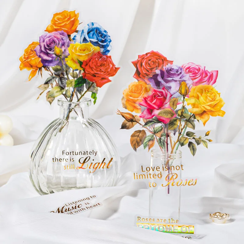 

30sheets Large Size Rose Stickers Pack Diy Hand Made Scrapbooking Aesthetic Decoration Planner Junk Journal Stationery Sticker