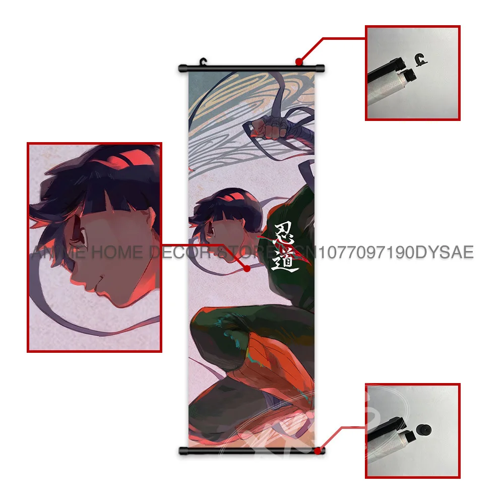 Japanese Style Naruto Wall Art: Rock Lee, Uchiha Sasuke & Obito Scroll Paintings