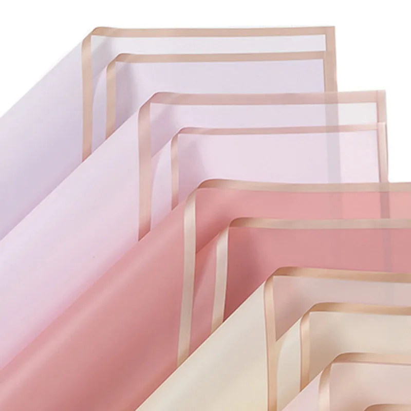 골든 테두리 장미 꽃 포장지, 한국 스타일, 하프 투명 선물 포장, 플로리스트 부케 포장 재료 