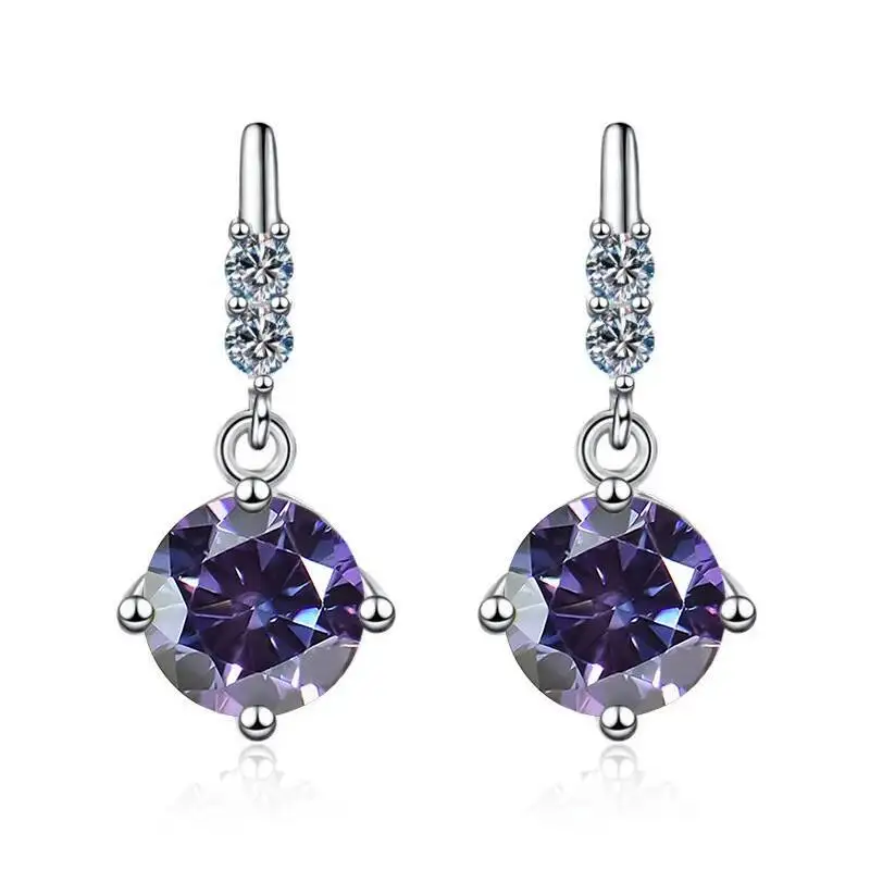 1 Karat 2CT runde Moissanit-Ohrringe für Damen, 925er Sterlingsilber, luxuriöser edler Schmuck, bestehen den Diamanttester – Detail 7