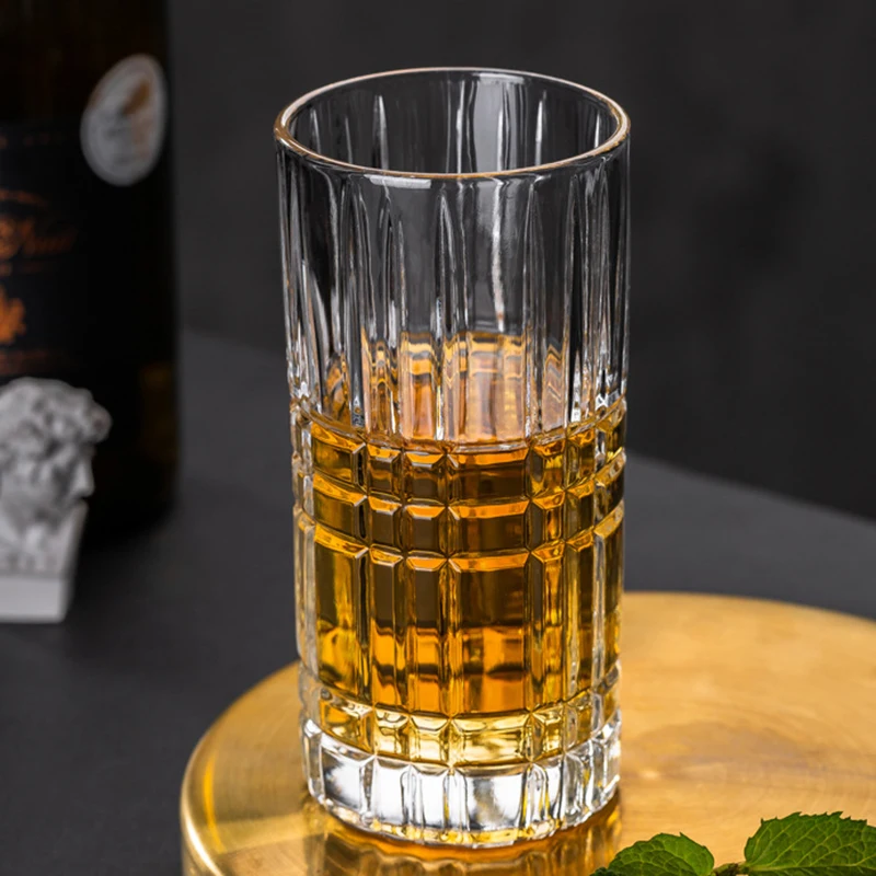 300ml/380ml Collin Cups Engraved Glass Cocktail Glasses Cup Straight Mojito Juice Cups Tumbler Bar Accessory Coffee Mug Glass