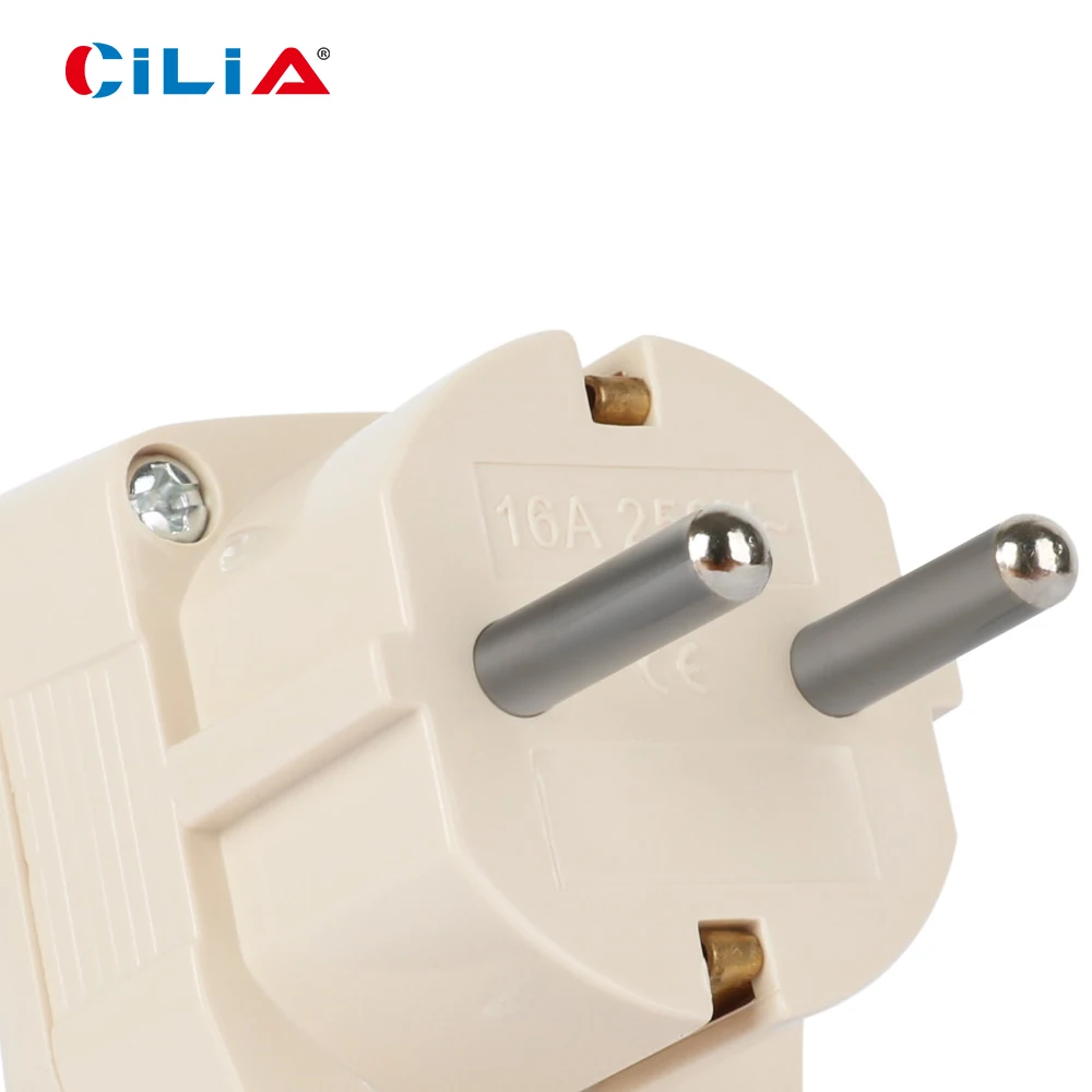 European Type C Power Plug with Switch, CE & RoHS Certified, 250V, 16A, Durable ABS Construction