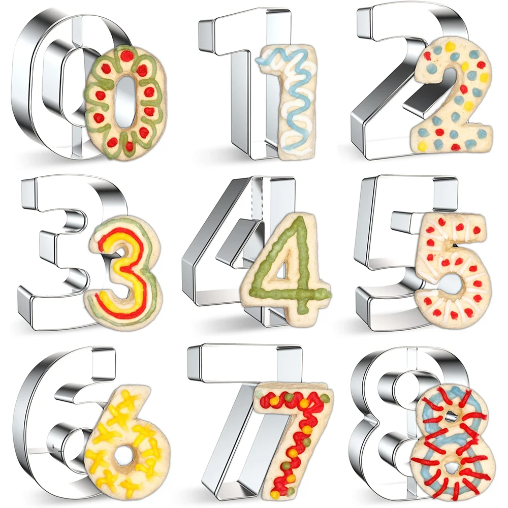 9 PCS Number Cookie Cutters Set Stainless Steel Cookie Biscuits Cutters Shapes Biscuit Fondant Baking Molds JT270 cookie cutters cookie mold