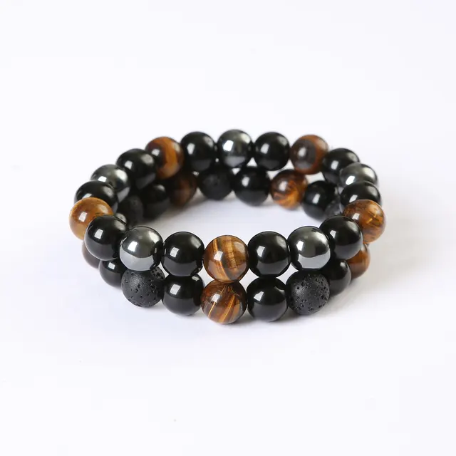 Pulsera De Hematta Marrón, Cuentas De Pedras Precosas, Pulsera De Cobre, Regalo Para Hombres