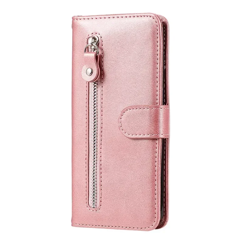 Flip Magnetic Leather Wallet Phone Case with Zipper Card Slot