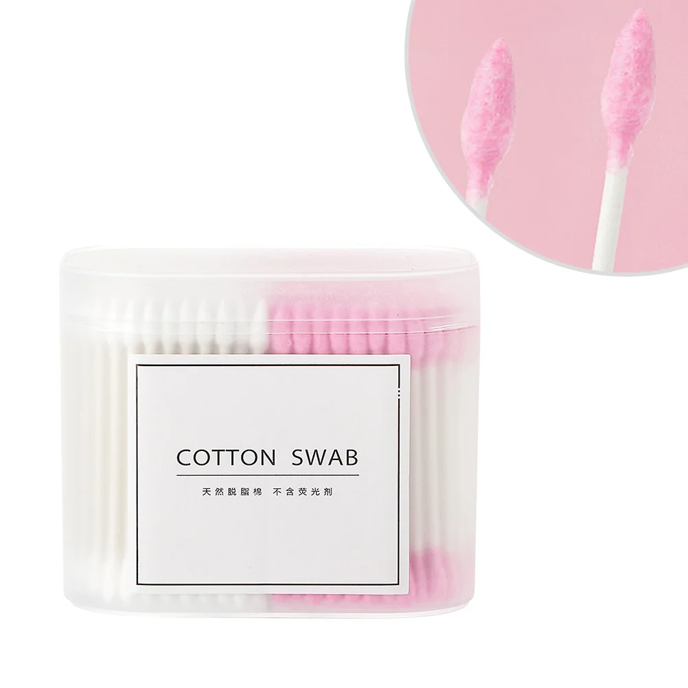 300 Pcs Ear Plugs Cotton Swabs Make up Makeup Tool Spoon Beauty Accessories Pink Baby