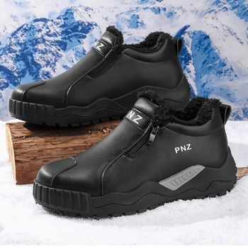 2026 New Snow Boots Winter Men's Shoes Barefoot Ankle Boots Men Snow Sneakers Outdoor Hiking Shoes Fur Warm Plush Male Boots - Image 3