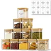 5oz Airtight Square Spice Containers with Bamboo Lid Labels Storage Stackable Spice Jar,Kitchen Canister for Sugar,Tea,Flour 1