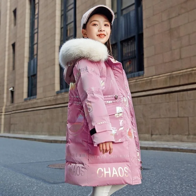 Winter Down cotton Jacket Girls Waterproof Hooded Coat Children Outerwear Clothing Teenage 5-16Y clothes Kids Parka Snowsuit down jacket children jackets girls coat