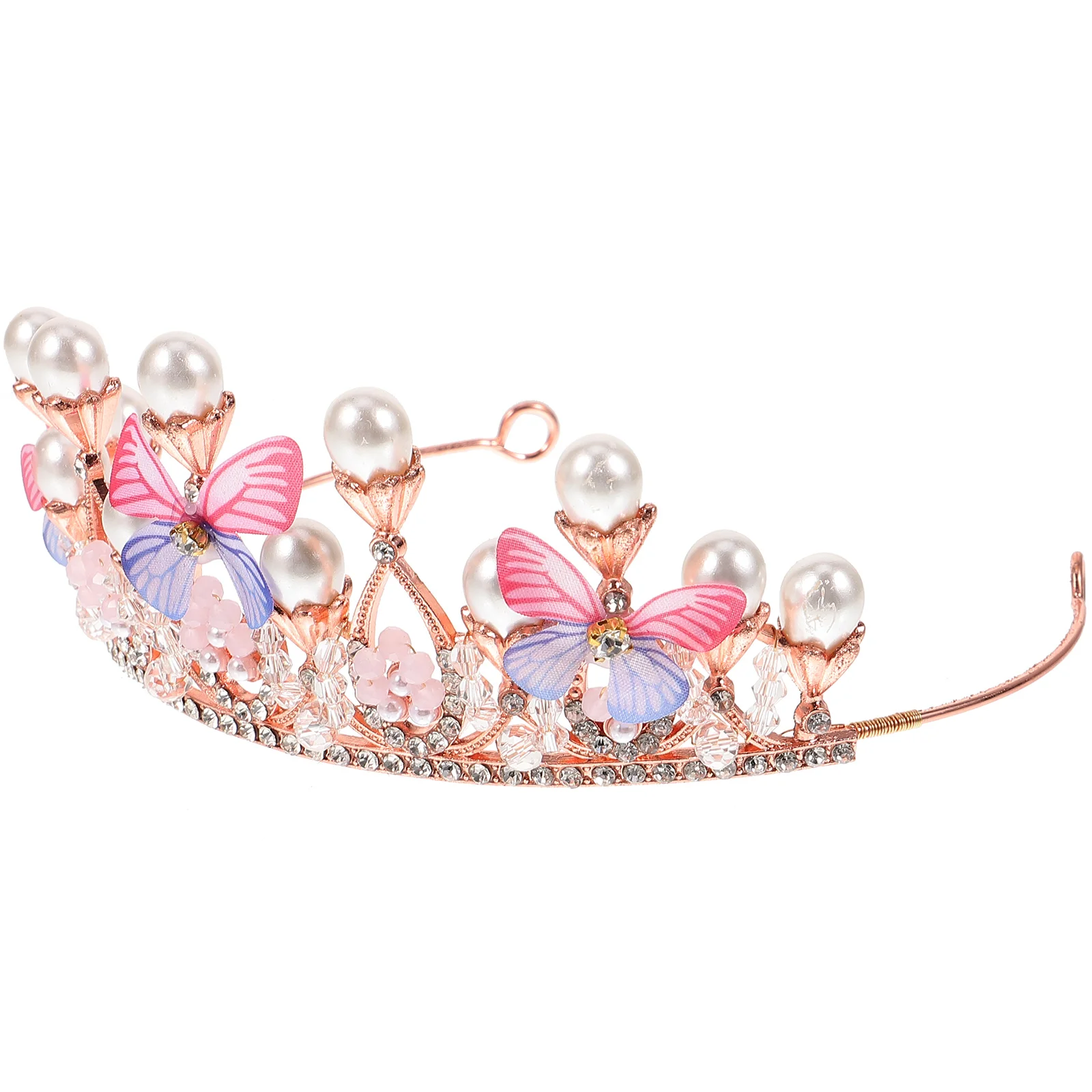 Butterfly Crown Headband Hairband Pearl Children Accessories Hairpieces for Rhinestone Crystal Girls