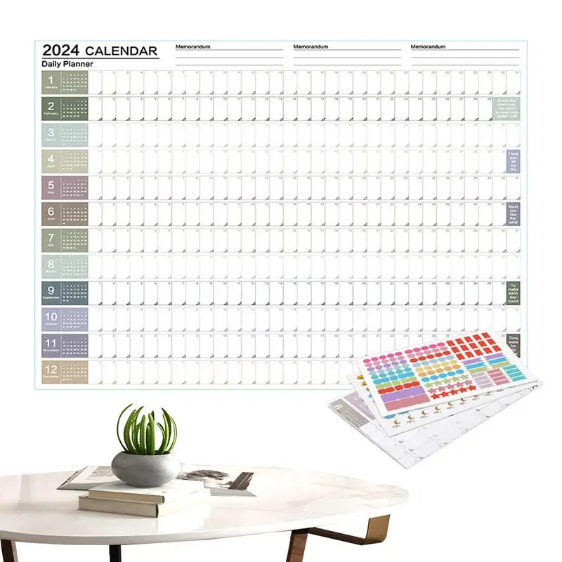 

2024 Wall Calendar Erasable 12 Month Annual Wall Planner 2024 Planning Wall Calendar Monthly Themed Horizontal Wall Calendar