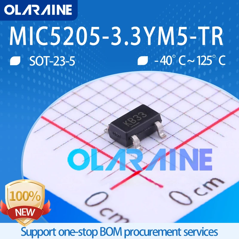 

5-100Pcs MIC5205-3.3YM5-TR SOT-23-5 Low dropout voltage regulator 150mA IC chips