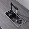 Hidden Stainless Steel Kitchen Sinks Handmade Single-slot Home Island Bar Mini Small Sink with Cup Washer and Vegetable Basin 3