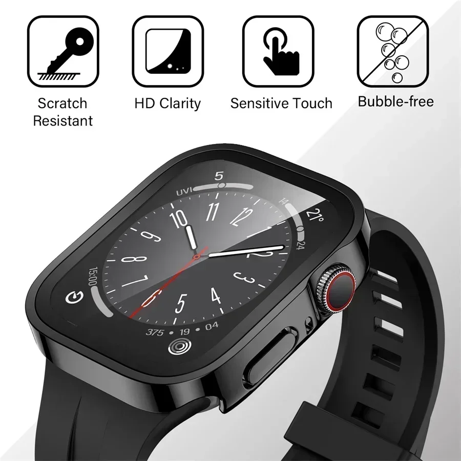 Displayschutzfolie für Apple Watch 10 Gehäuse 46 mm 42 mm 45 mm 44 mm 41 mm 40 mm 44 PC-Stoßstangenabdeckung aus gehärtetem Glas Serie 7 8 9 SE 6 5 4 – Detail 33