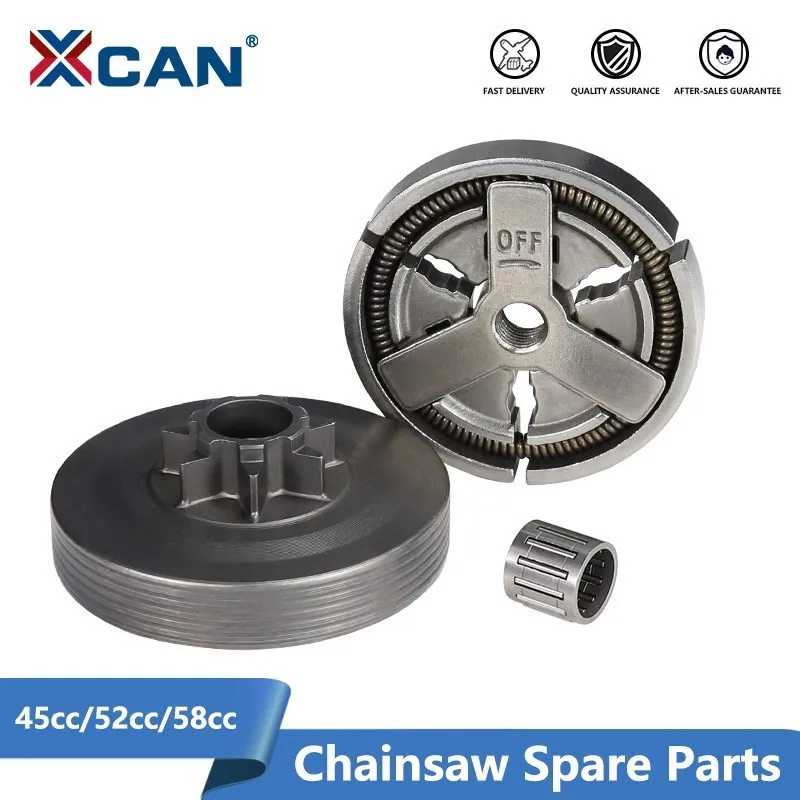 XCAN Clutch Drum+Clutch Cover+Needle Bearing For 4500 5200 5800 45cc 52cc 58cc Chainsaw Replacement Parts