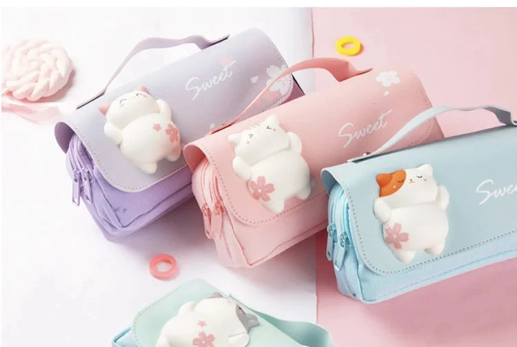 3D Kawaii Nette Federmäppchen Mädchen Dekompression Stift Tasche Schule Liefert Ästhetische Organizer Box Koreanische Schreibwaren – Detail 12
