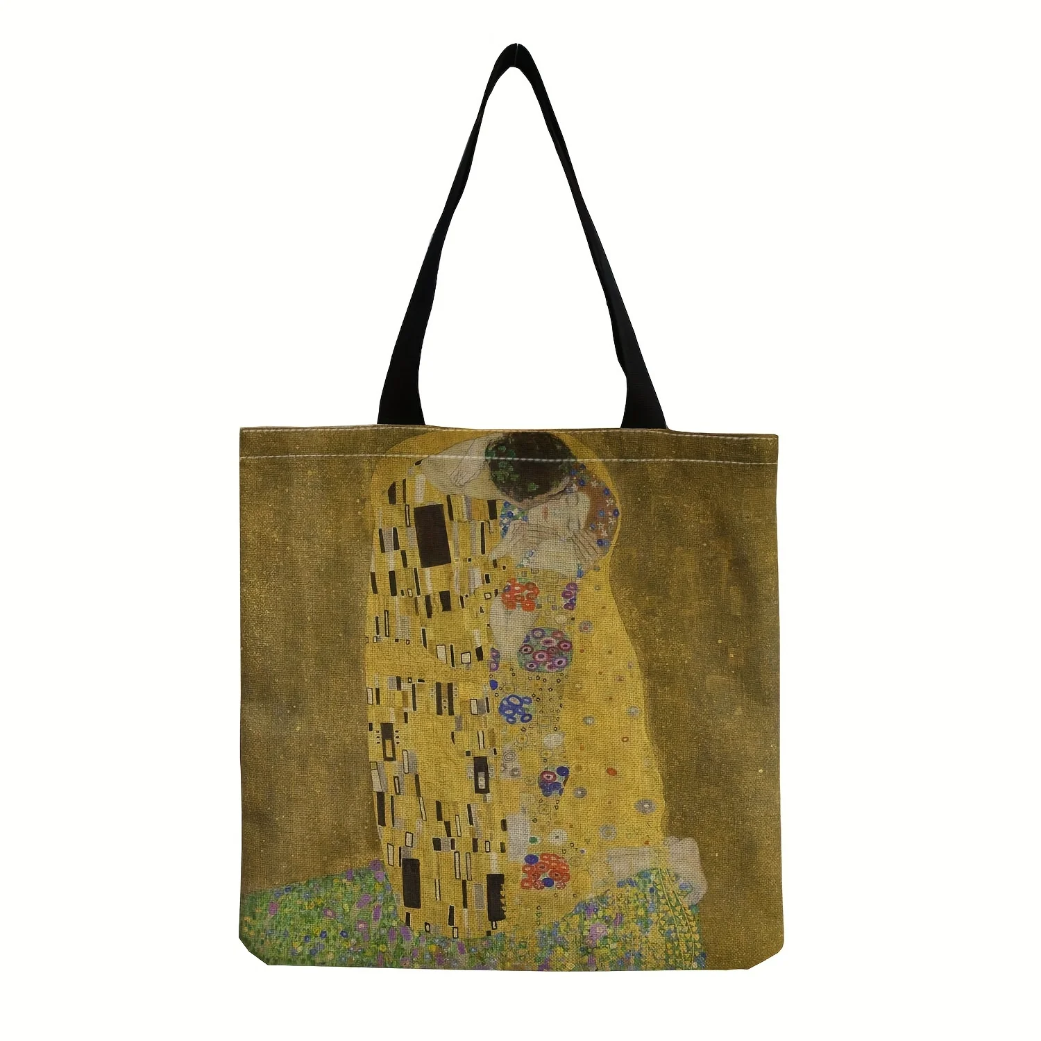 Oil Painting Printed Large Capacity Canvas Tote Bag, Lightweight Shoulder Shopping Bag, Casual Fashion Commuter Bag