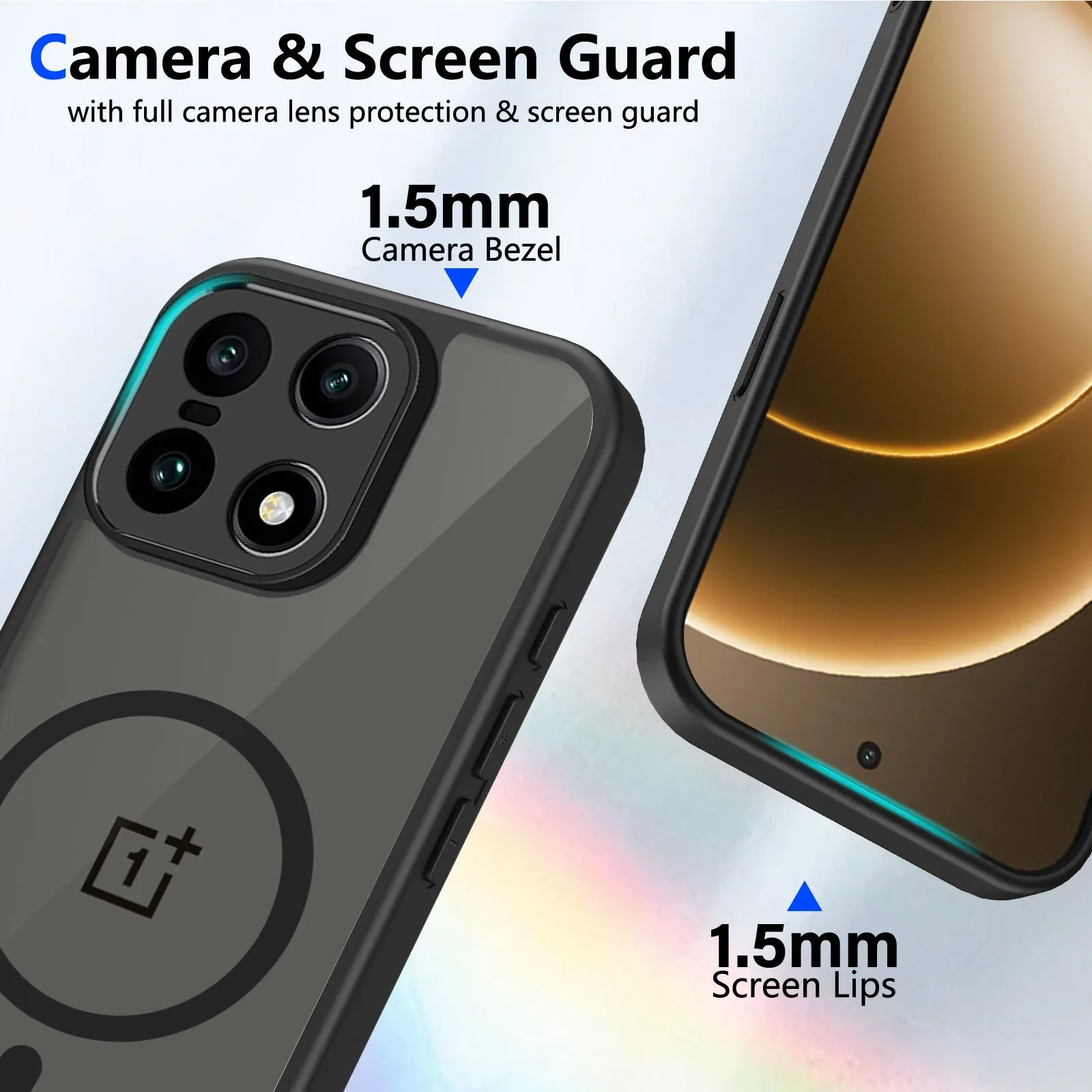 Elegant Frosted Clear Shockproof Bumper Case with Skin Feel Finish
