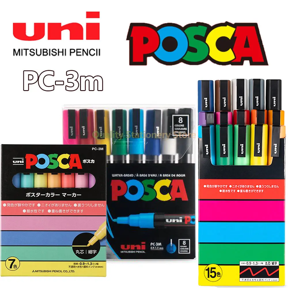 Uni Marker Pen Posca Pc-3M Acrilico Marcadores Pennarello Permanente Graffiti Paint Pen Per Rock Metal Leather Ceramic Glass Plastic
