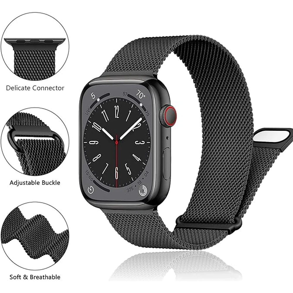 Adjustable Magnetic Strap for Smartwatch Bands, Sleek and Versatile Design