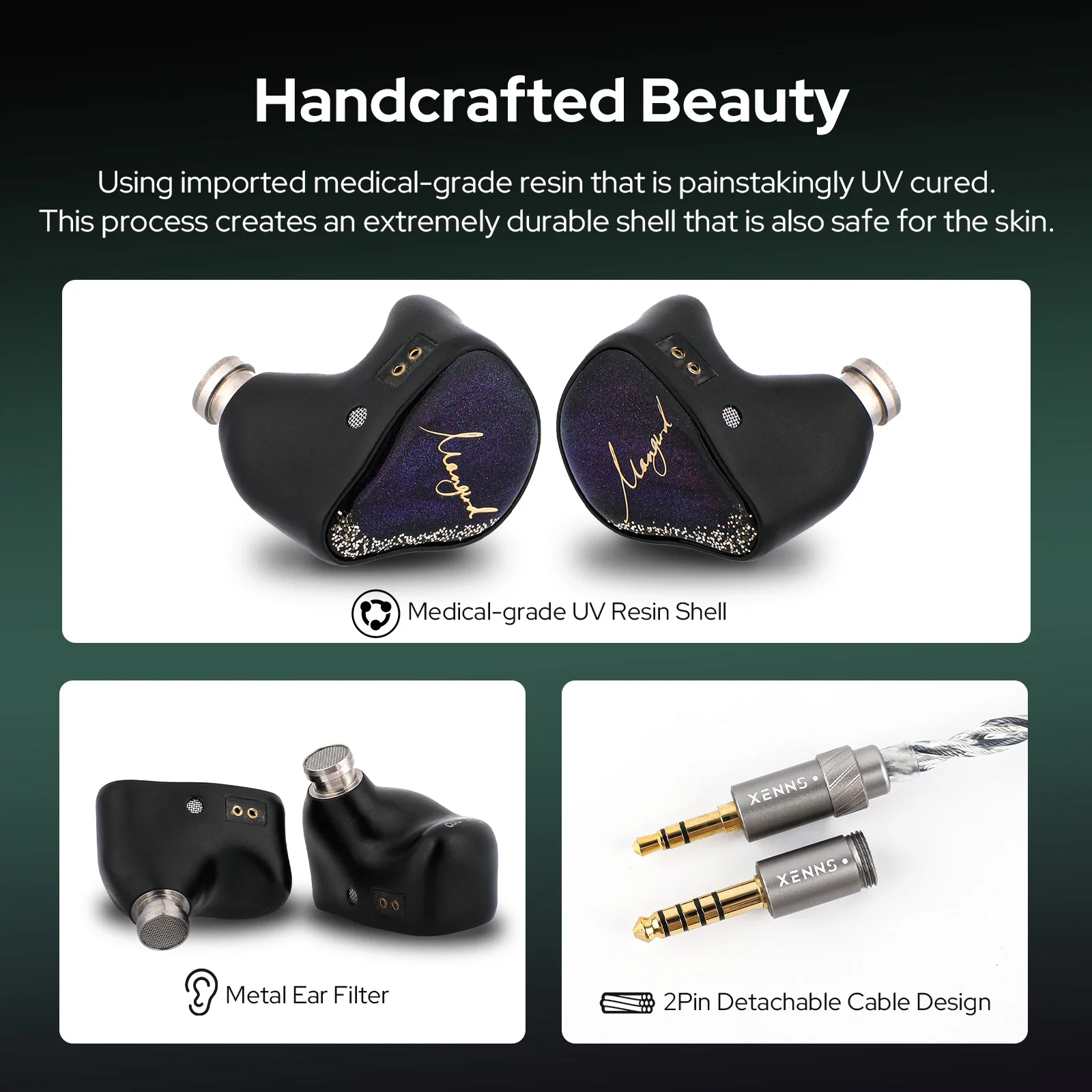 Xenns Mangird Tea Pro 2024 Updated 6BA + 2DD Hybrid Higher Performance IEM Hifi Headphones with Xenns Custom Cable 5