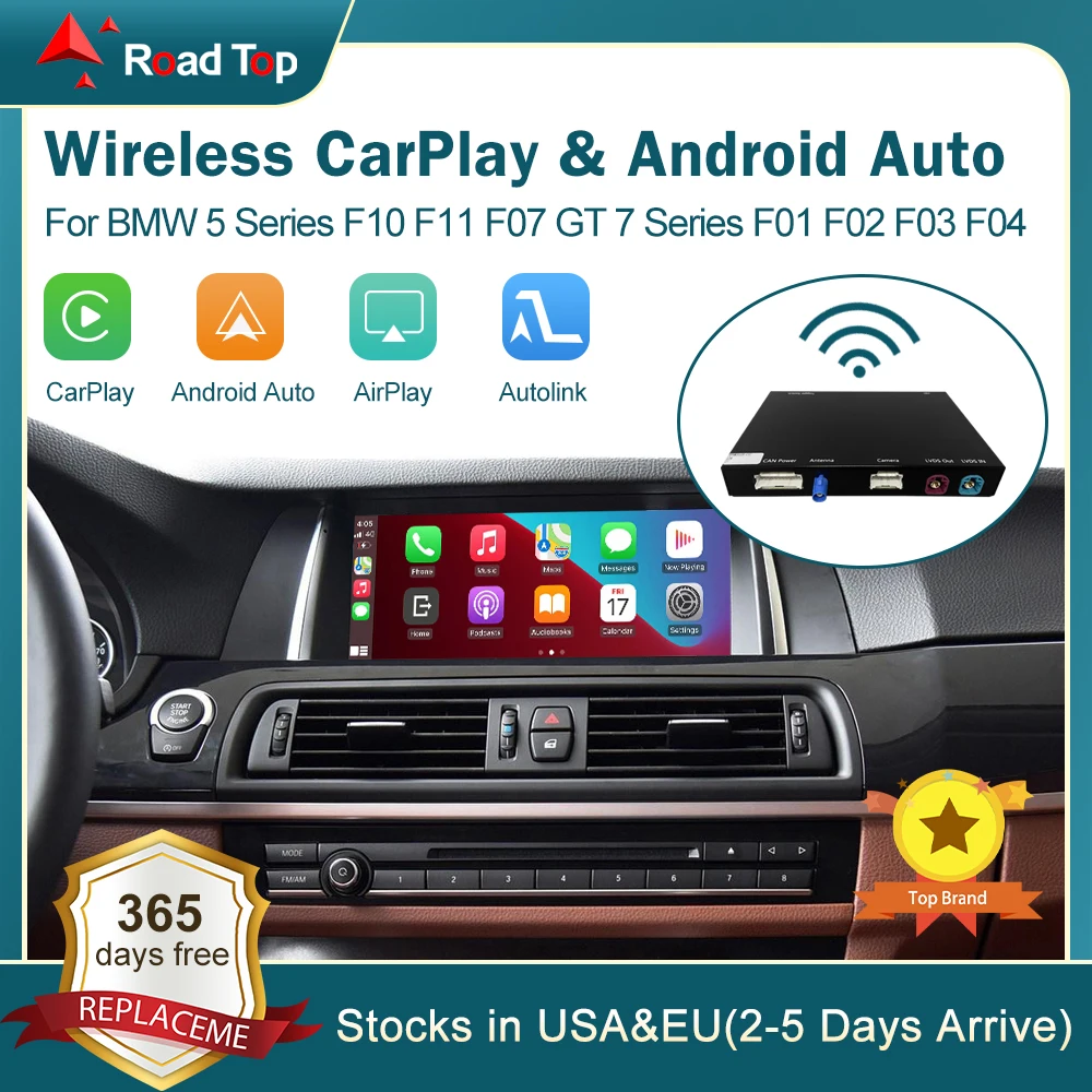 CarPlay inalámbrico para BMW serie 5, 7, F10, F11, F07, GT, F01, F02, F03, F04, 2009-2020, con función Android Mirror Link AirPlay