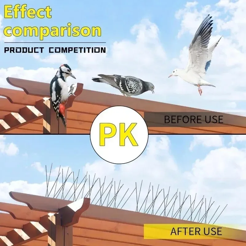 Stainless Steel Anti-Pigeon & Squirrel Deterrent Bird Spikes for Gardens and Balconies