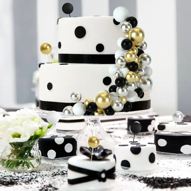 Topper Per Torta In Oro E Blu - Decorazione Compleanno, Matrimonio, Babyshower - Foto 2