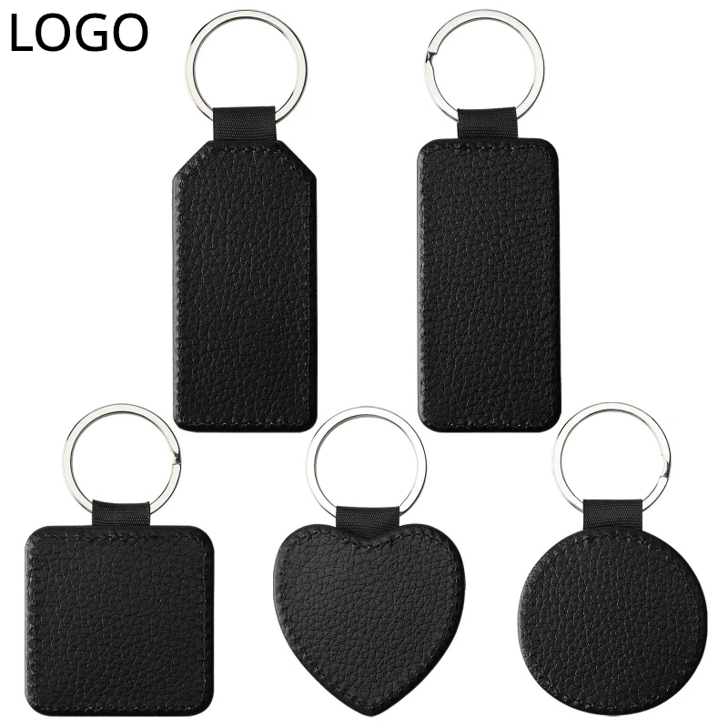 Customized LOGO Lichee Pattern Double Colors Leather Keychain for Men and Women Car Key Chain Ring Laser Engrave Keyring Gift storage box travel ring earrings organization small fine grid pattern palm zipper bag large flap leather engrave image letter