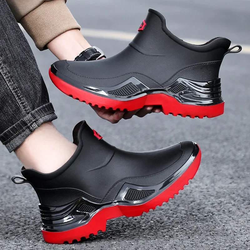 Bottes de pluie sportives courtes homme antidérapantes en PVC pour pêche active et confort