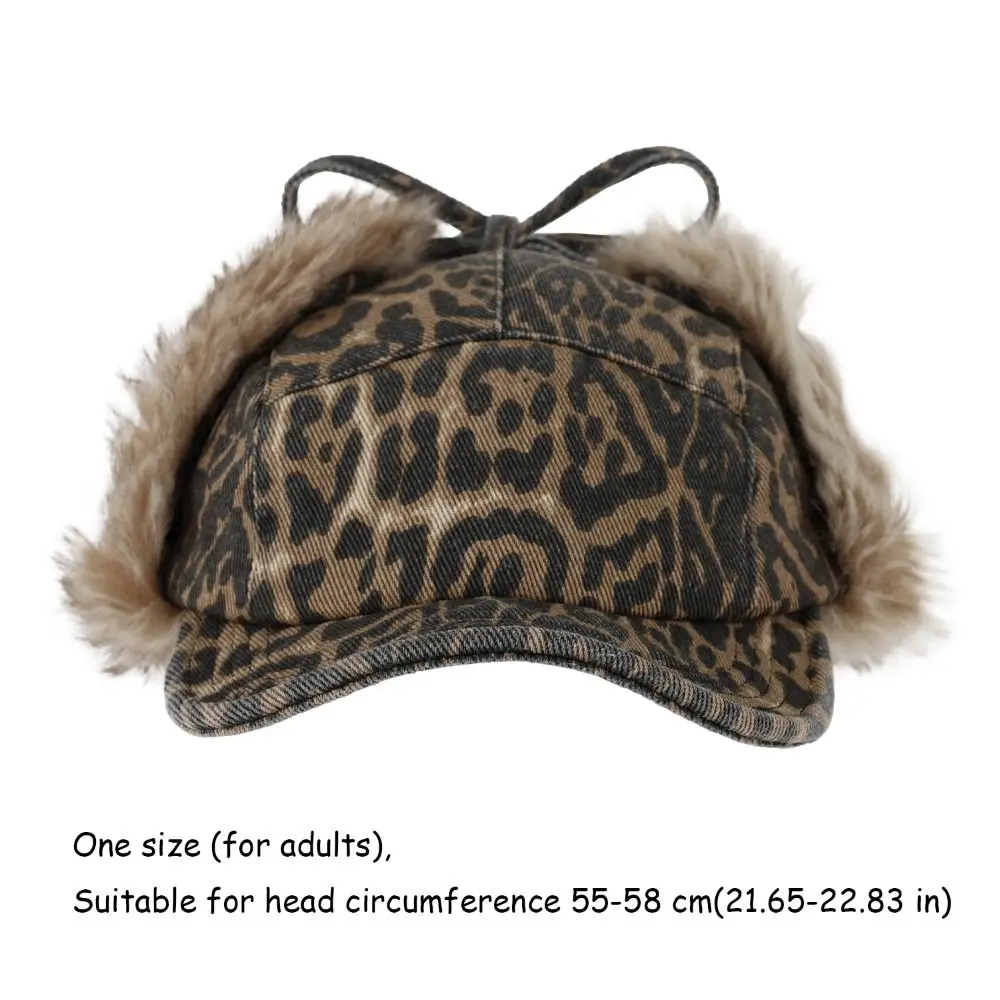Warm Leopard Print Baseball Hat Corduroy Short Brim Peaked Cap Velvet Thickened Bomber Hats Women
