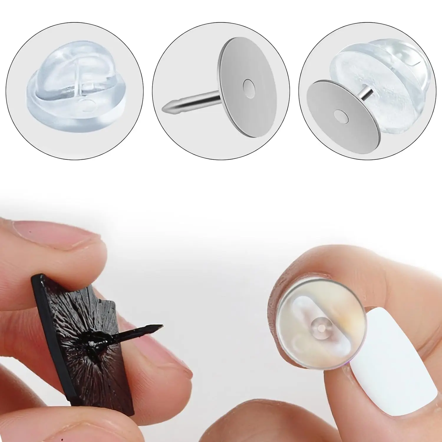 50/100/200 stücke Schwarz Gummi Brosche Pin Zurück Squeeze Abzeichen Halter Verschluss Kappe Keepers Für DIY Schmuck Machen ersatz Liefert – Detail 6
