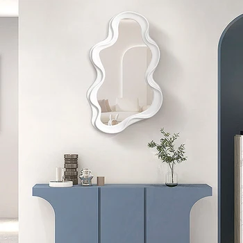 กระจกแต่งหน้าแนวตั้งตั้งโต๊ะรูปเมฆกระจกสำหรับหอพักนักเรียนติดผนังห้องน้ำห้องนั่งเล่นตกแต่งบ้านห้องนอน 1