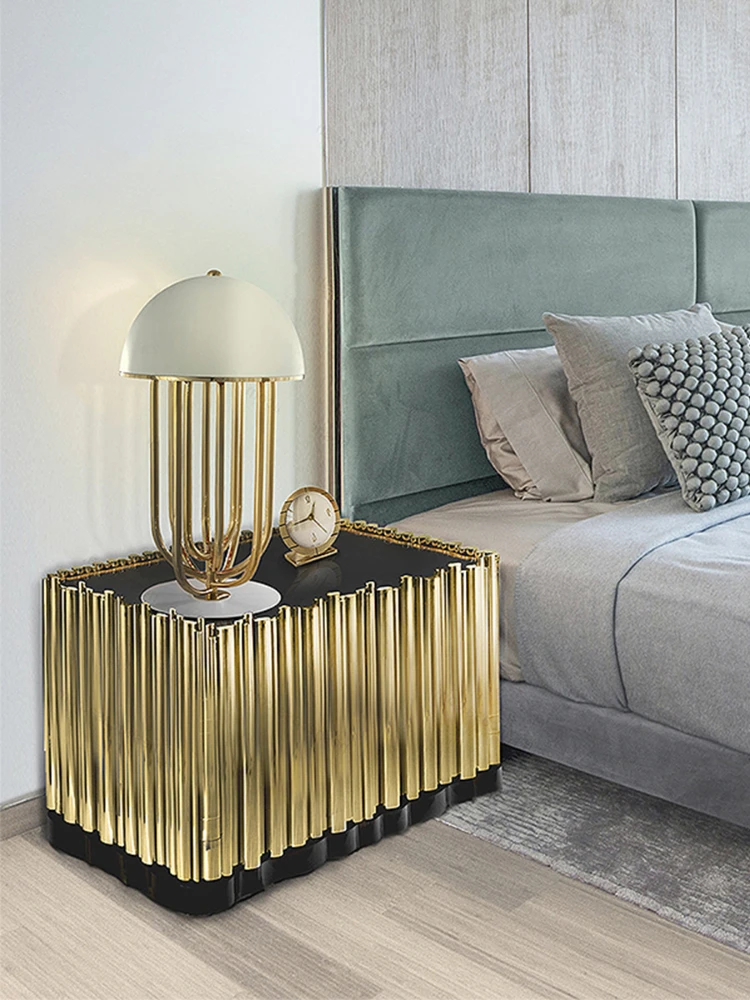 

Light luxury bedside table made of stainless steel