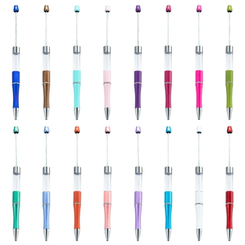 6x Beadable Ballpoint Pen Writing Pen Bead Plastic Blank
