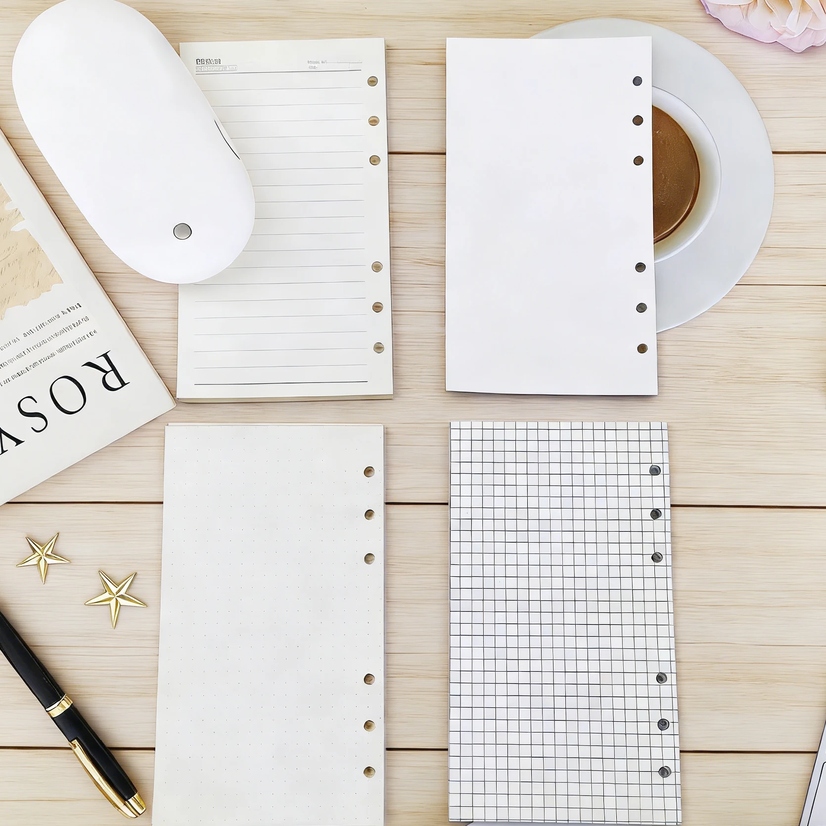 A6 6-Hole Loose Leaf Refill Paper (45 Sheets), Lined/Grid/Dot/Blank Binder Paper, Essential for School, Office & Back to School - 4