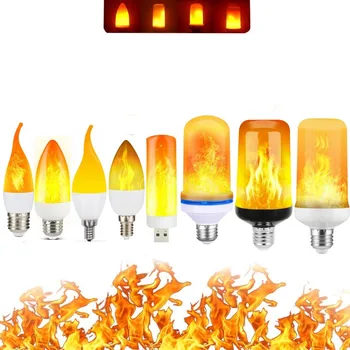 E27 E14 USB LED 시뮬레이션 불꽃 전구, 가정용 전자 액세서리 램프, 불꽃 조명 효과 전구, 9W AC85-265V Luces