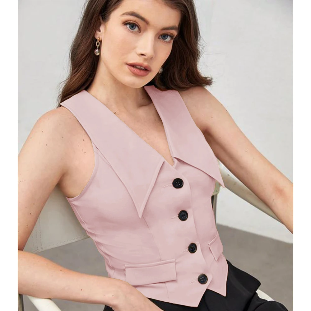 Vests for Women Vest Women's Suit Vest Single-breasted Casual Fashion Vest Elegant Slim Fit Outer Work Wear Summer Coats Jackets