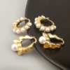 Nidin lumière luxe à la mode fleur/forme ronde perle boucles d'oreilles pour femmes femme 3 Styles choix Chic oreille bijoux cadeau d'anniversaire